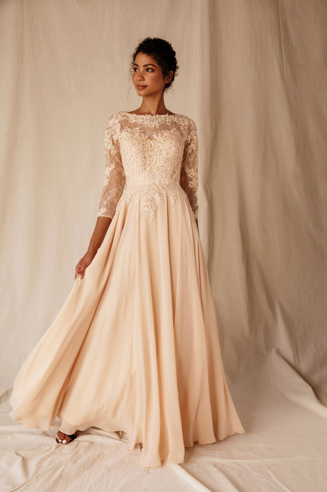 Formal Dresses Long Prom Sequin A line Formal Dress Eureka Fashion 6909 Champagne