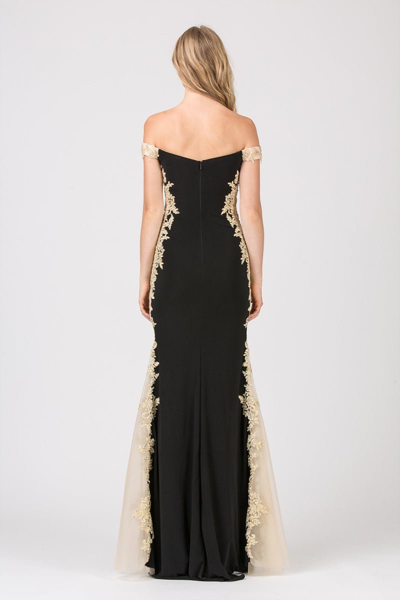 Off-the-Shoulder Floor-Length Jersey Prom Mermaid Eureka Fashion 7006