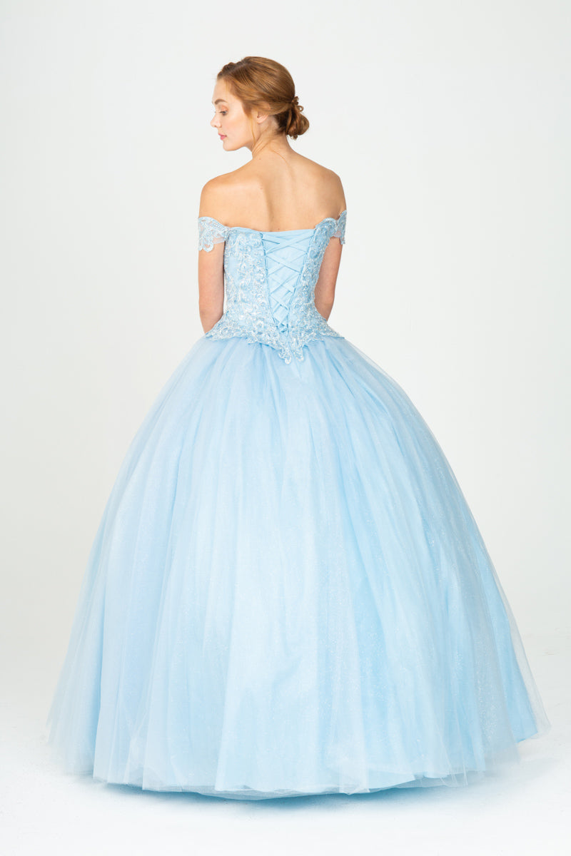 Off-the-Shoulder Floor-Length Tulle Formal Ball Gown Eureka Fashion 9300