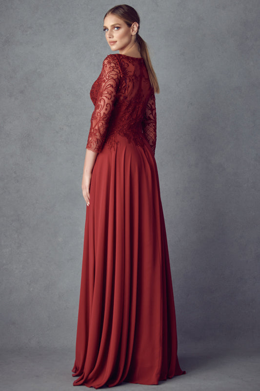 Mother of the Bride Dresses Long Beaded Lace Formal Mother of the Bride Dress Burgundy