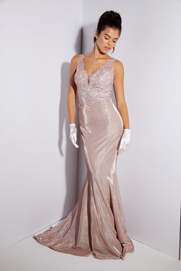 Prom Dresses Long Formal Metallic Mermaid Prom Dress Eureka Fashion 9910 Rose Gold