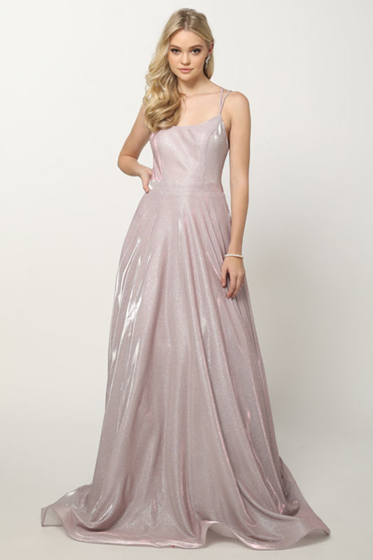 Mauve Square Floor-Length Shimmer Dress with A-Line Skirt Formal Gown Juliet 203