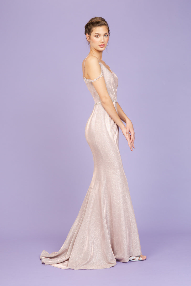 V-Neck Floor-Length Sequin Prom Mermaid Trumpet Eureka Fashion 9811