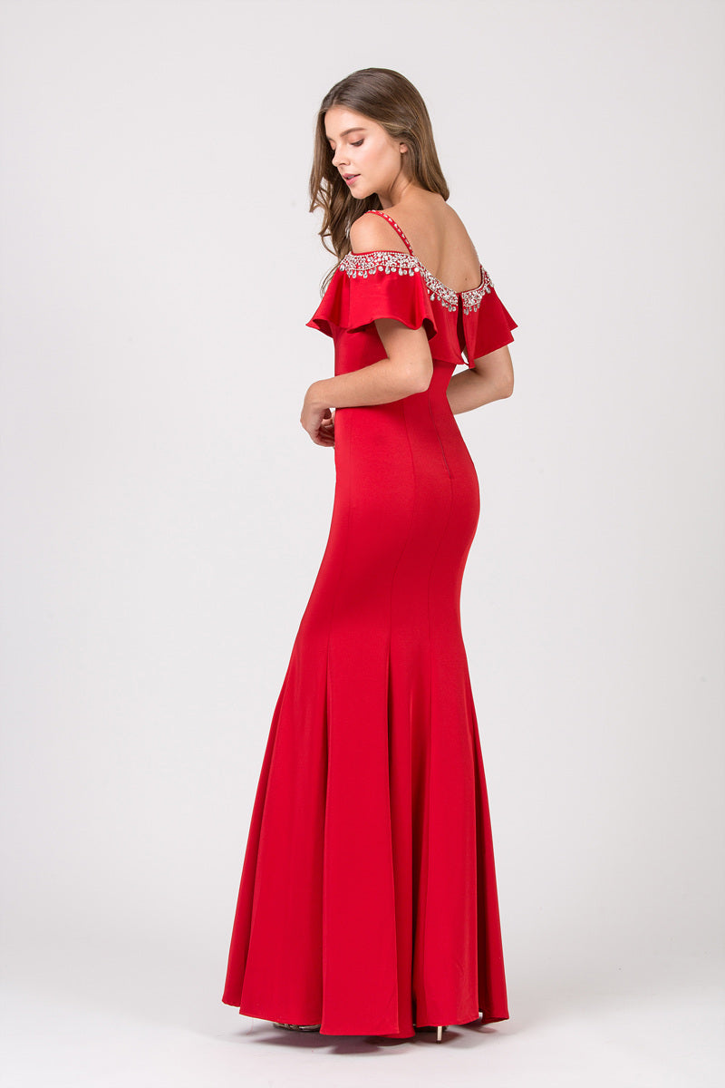 Off-the-Shoulder Floor-Length Jersey Formal Mermaid Eureka Fashion 7333