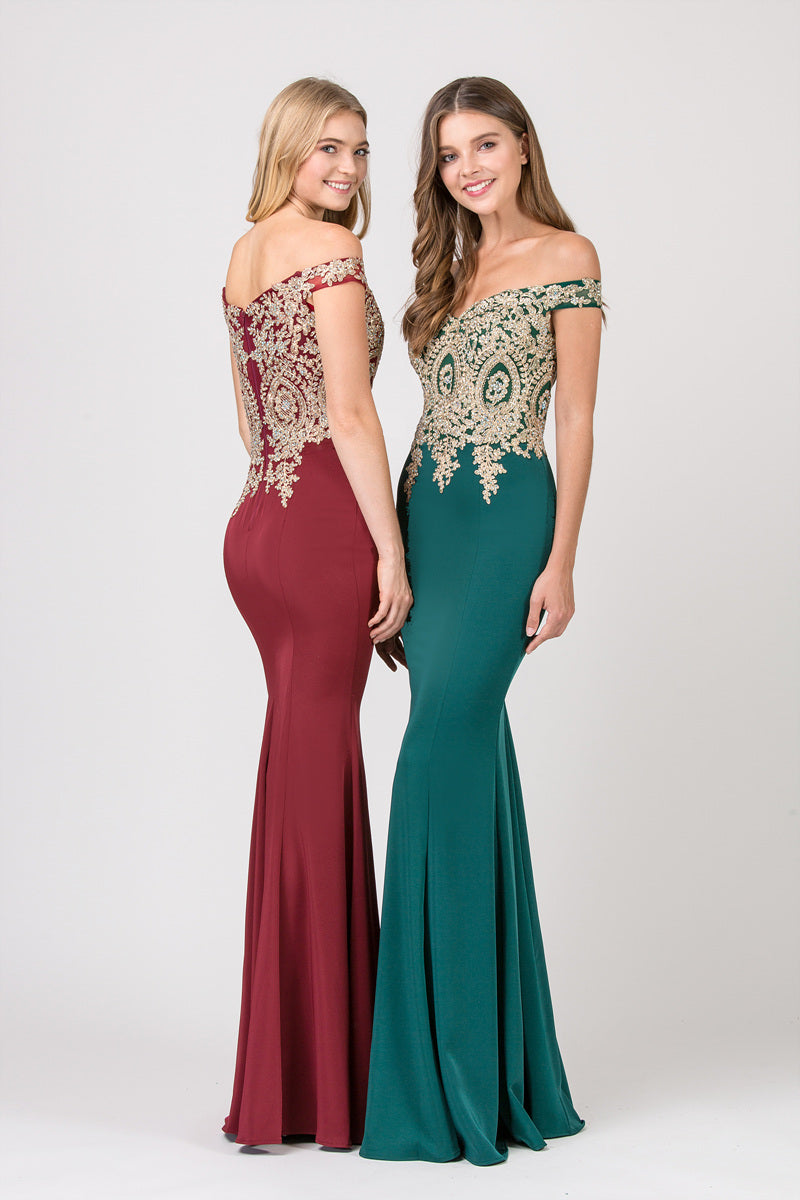 Off-the-Shoulder Floor-Length Satin Formal Mermaid Eureka Fashion 7012
