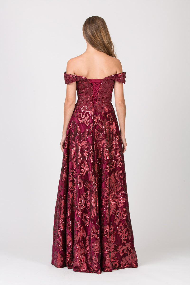 Formal Dresses Long Prom Sequin A line Formal Dress Eureka Fashion 6733 Burgundy