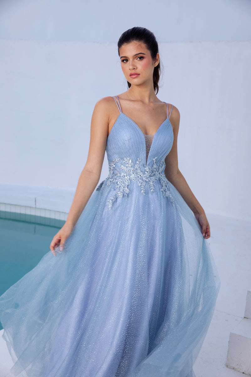 Prom Dresses Long Glitter Formal Prom Dress Eureka Fashion 9797 Dusty Blue