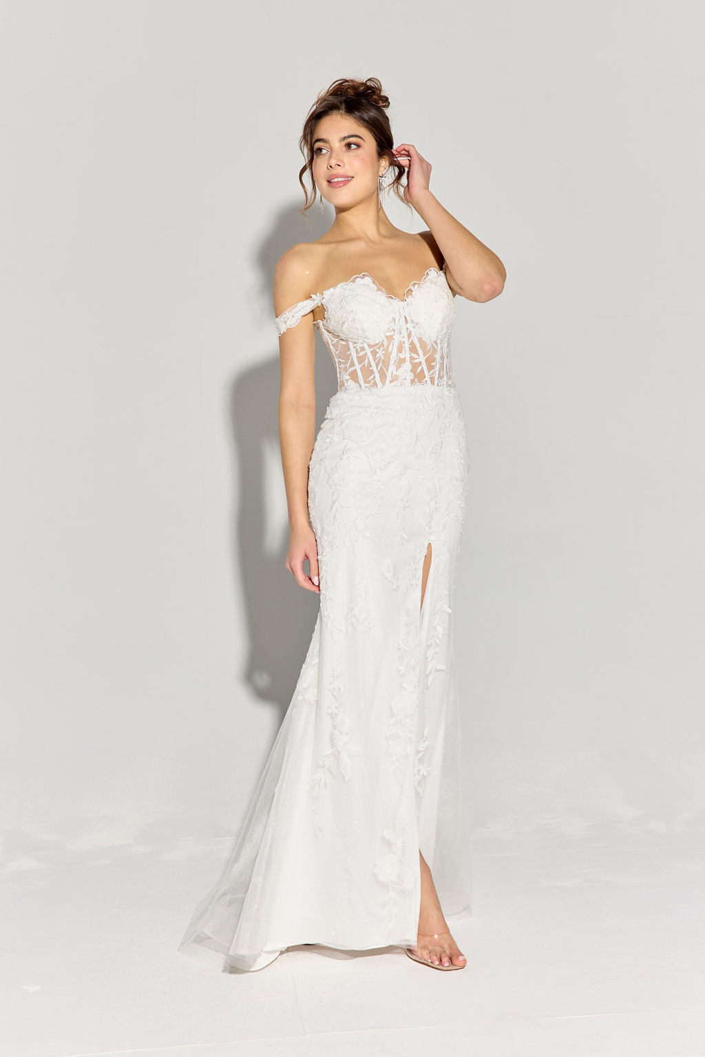 Wedding Dresses Long Sequin Floral Bridal Wedding Dress Eureka Fashion EK181 White