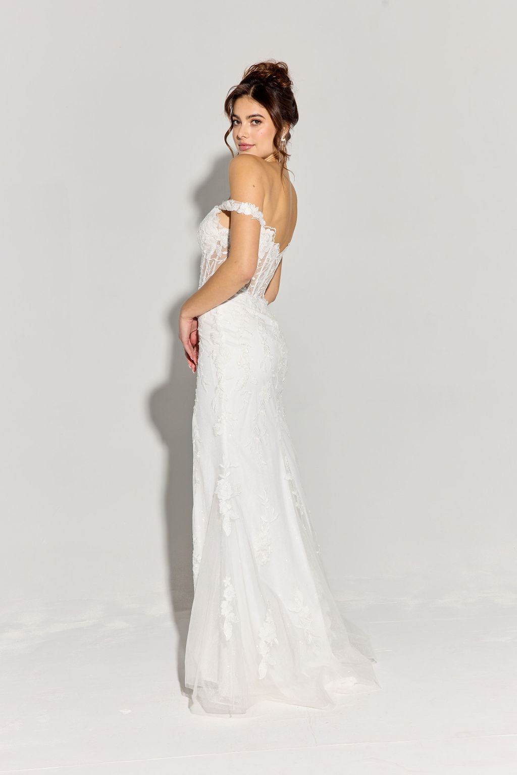 Wedding Dresses Long Sequin Floral Bridal Wedding Dress Eureka Fashion EK181 White