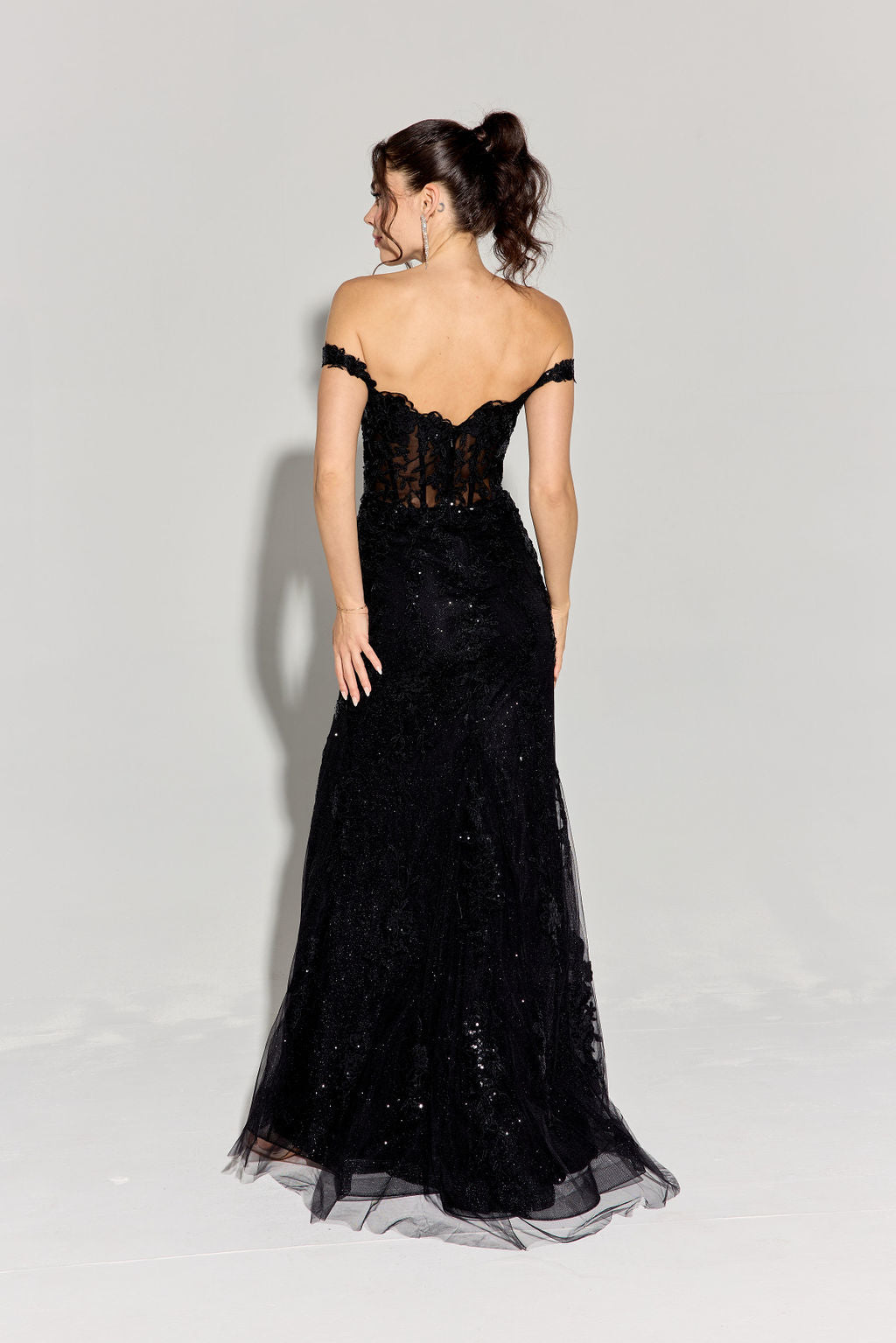 Prom Dresses Sequin Long Formal Floral Prom Dress Eureka Fashion EK181 Black