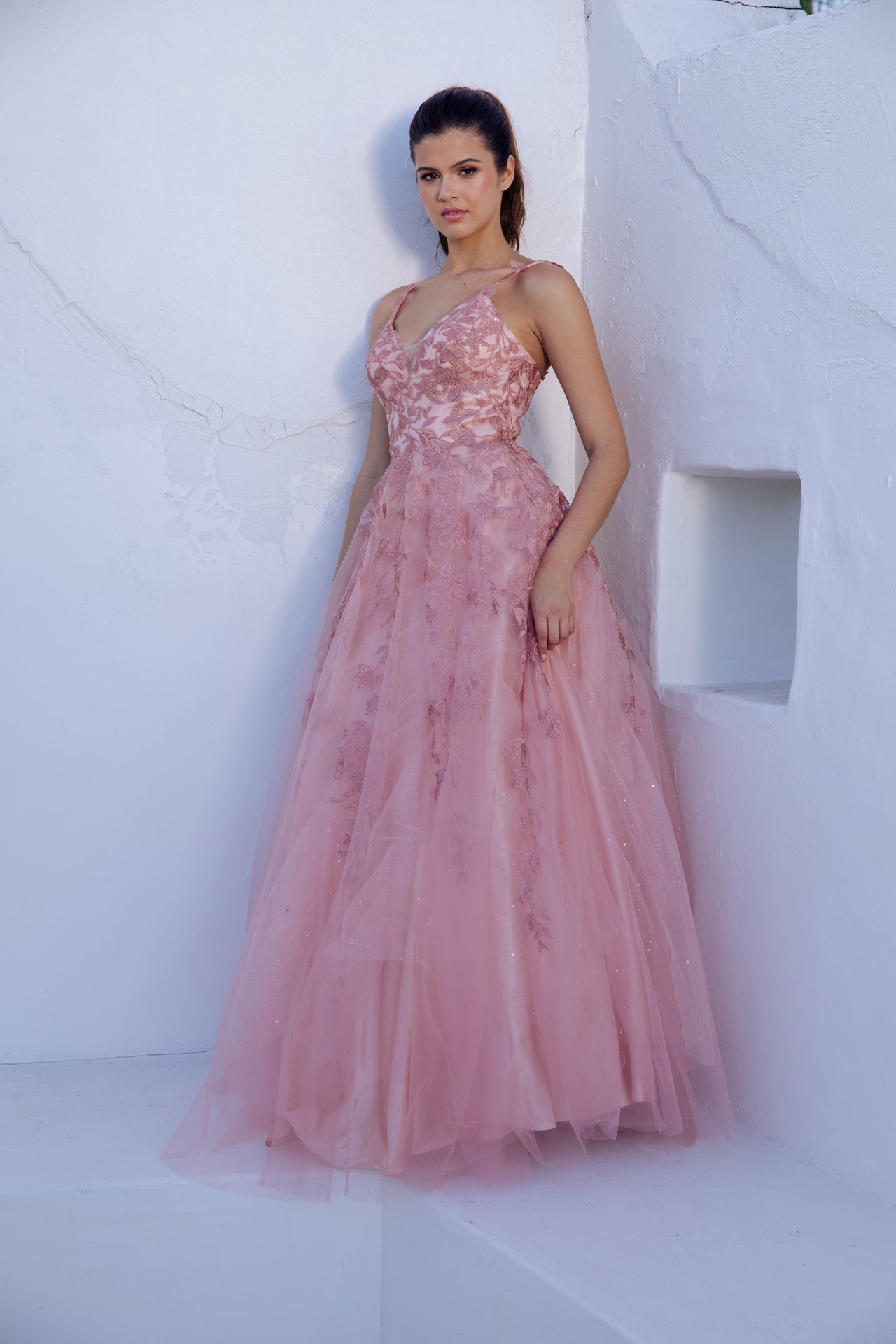 Prom Dresses Formal Glitter A Line Long Prom Dress Eureka Fashion 9858 Dusty Rose
