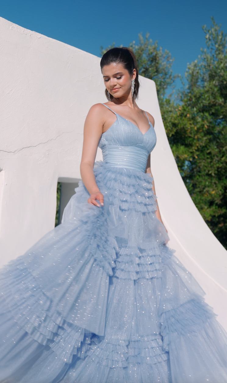 Prom Dresses Formal Ruffle A Line Long Prom Dress Eureka Fashion 9888 Periwinkle