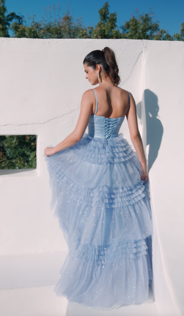 Prom Dresses Formal Ruffle A Line Long Prom Dress Eureka Fashion 9888 Periwinkle