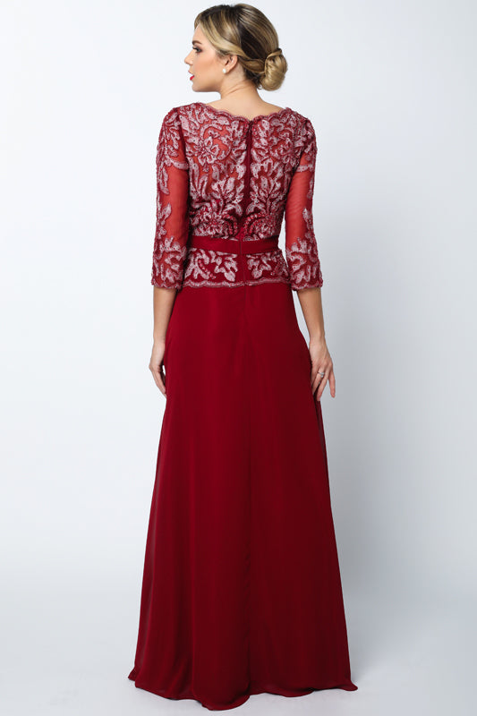 Mother of the Bride Dresses Beaded Formal Long Mother of the Bride Dress Burgundy