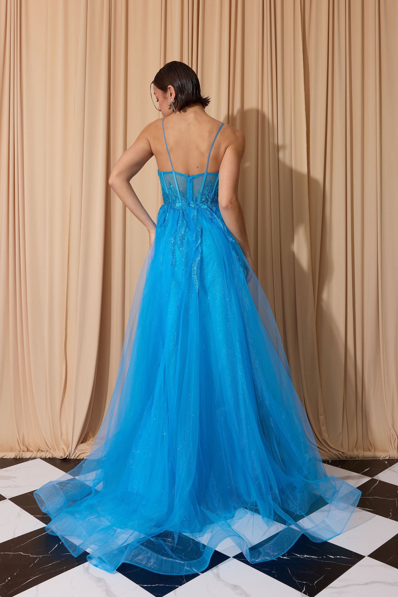 Prom Dresses A Line Glitter Long Formal Slit Prom Dress Eureka Fashion EK112 Azure Blue