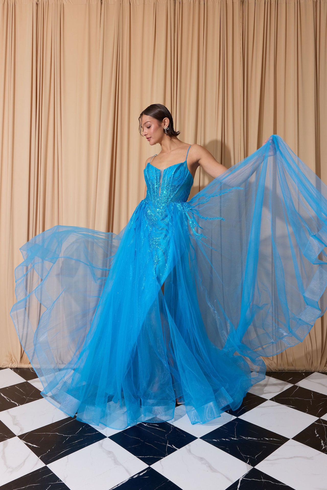 Prom Dresses A Line Glitter Long Formal Slit Prom Dress Eureka Fashion EK112 Azure Blue