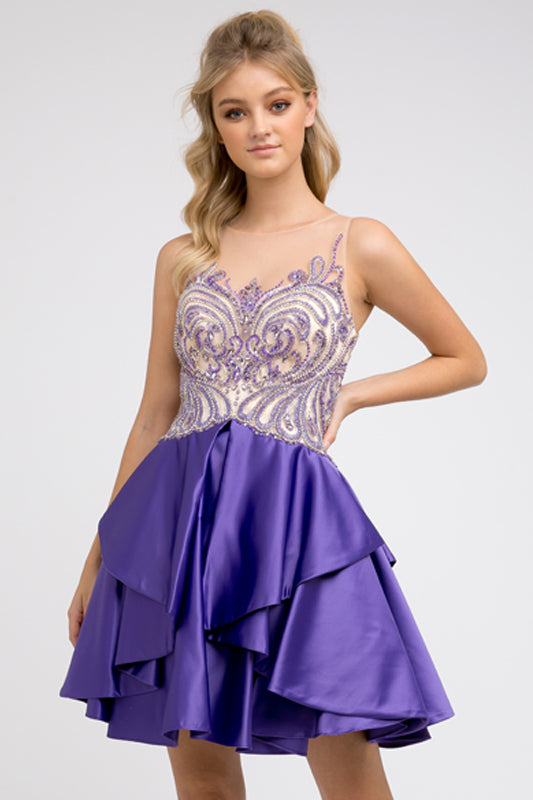 Homecoming Dresses Homecoming Short Beaded Cocktail Dress Purple
