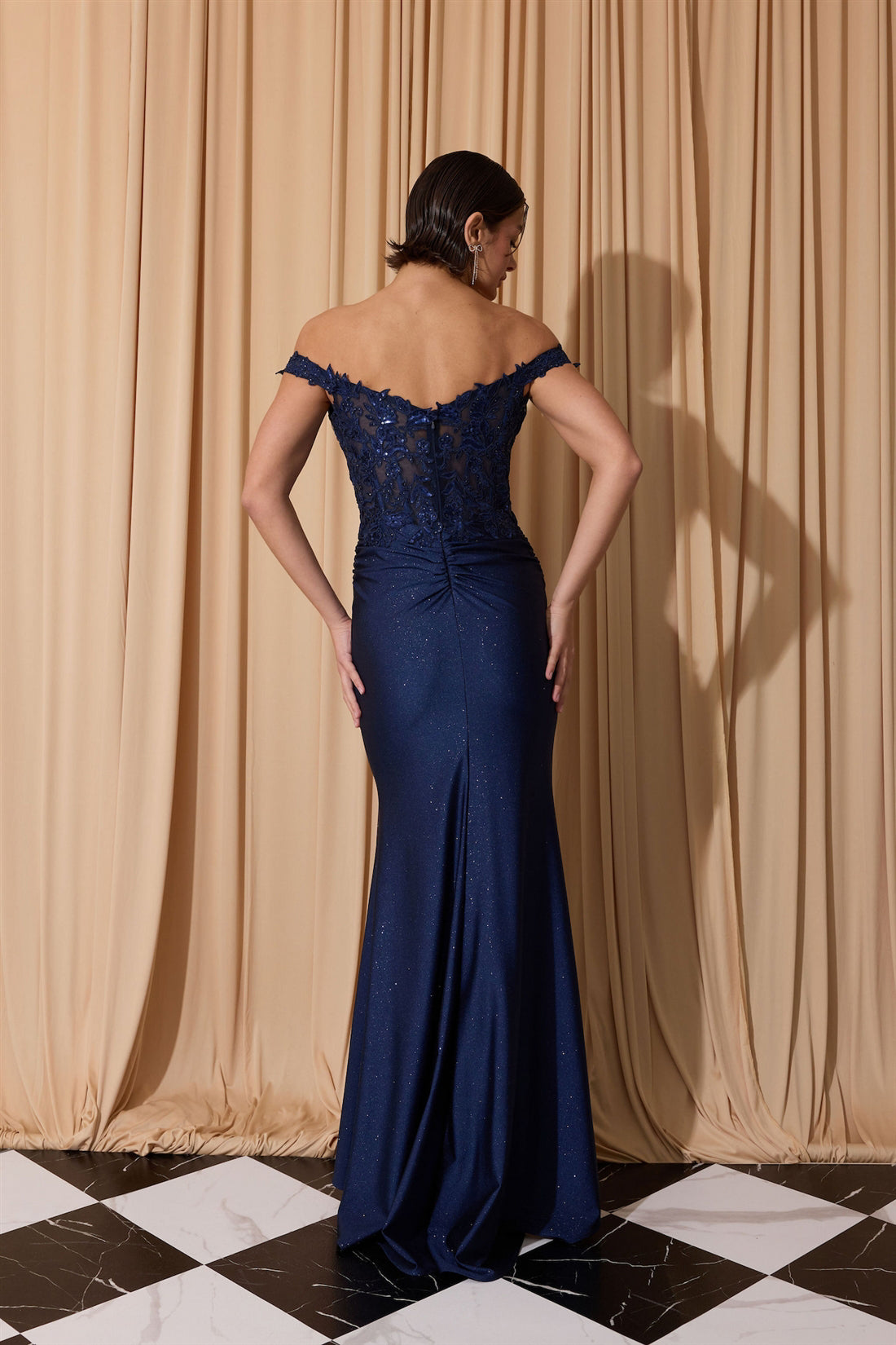 Off-the-Shoulder Floor-Length Lace Prom Sheath Column Eureka Fashion 173
