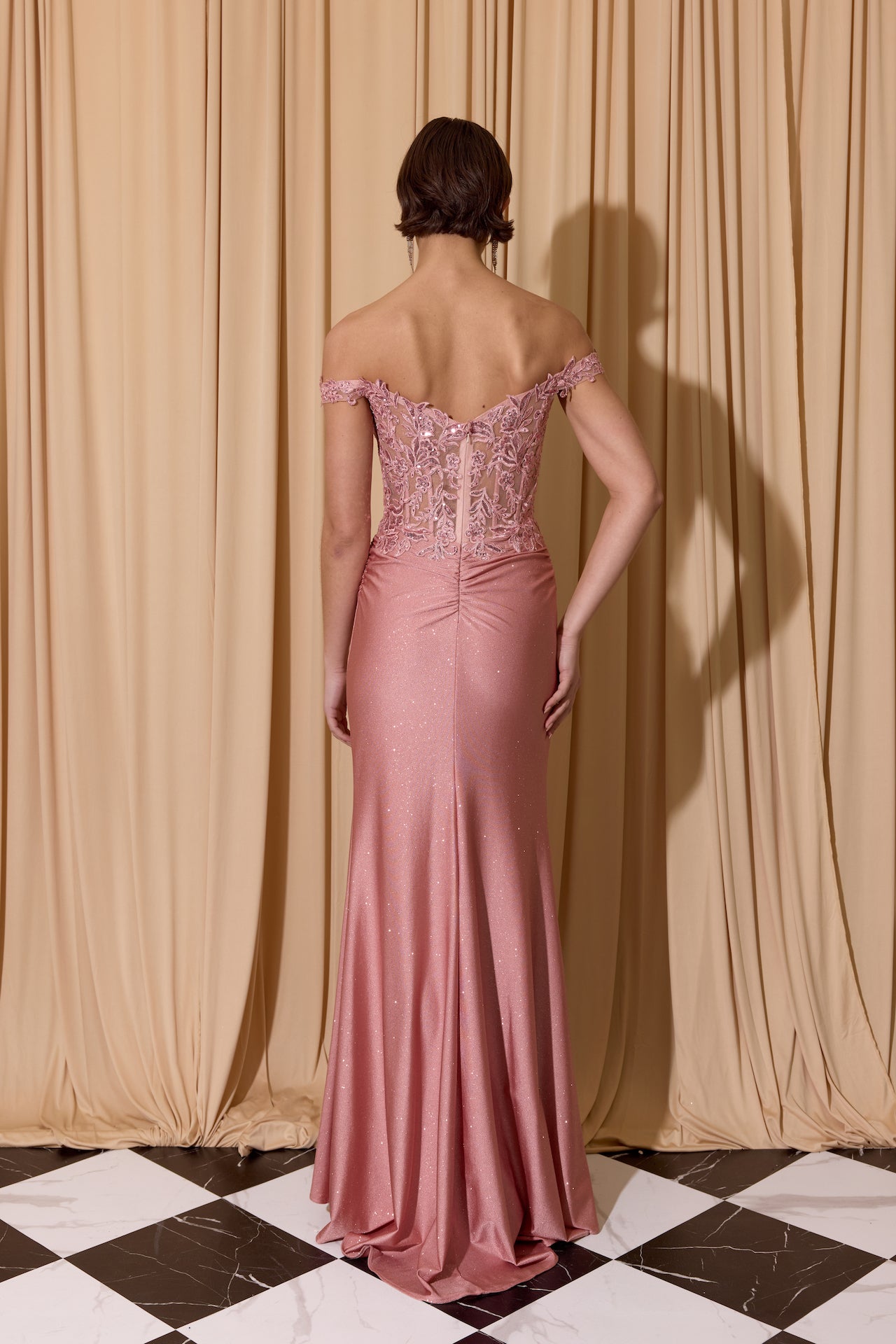 Off-the-Shoulder Floor-Length Lace Prom Sheath Column Eureka Fashion 173