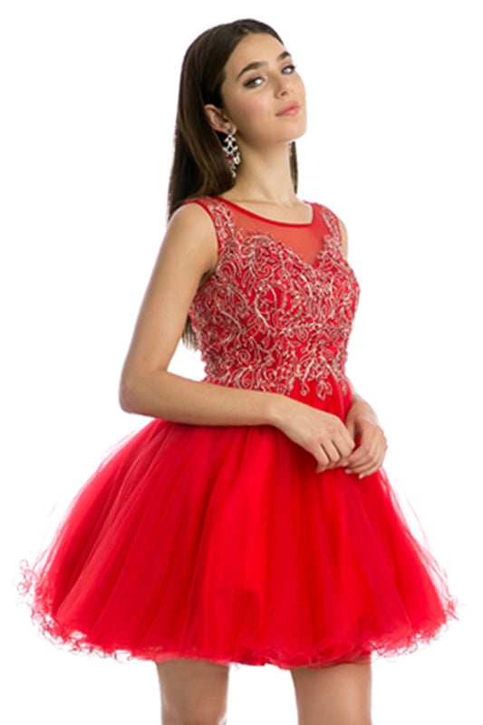 Cocktail Dresses Short Cocktail A Line Mini Dress Red