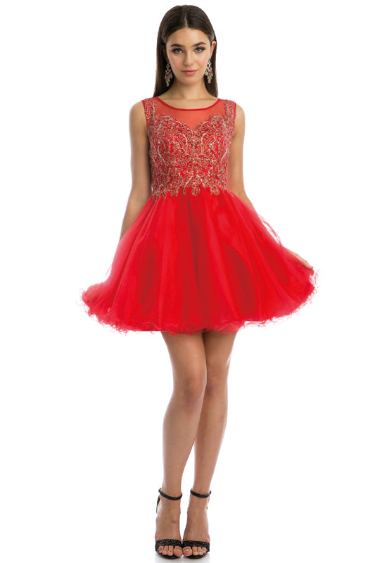 Cocktail Dresses Short Cocktail A Line Mini Dress Red