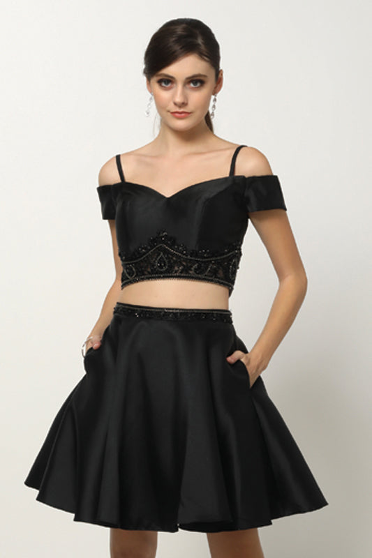 Homecoming Dresses Two Piece Short Homecoming Cocktail Dress Black