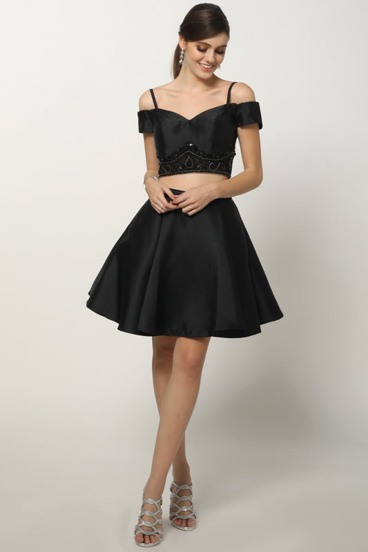 Homecoming Dresses Two Piece Short Homecoming Cocktail Dress Black