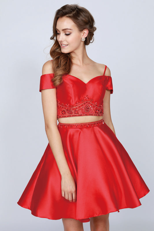 Homecoming Dresses Two Piece Short Homecoming Cocktail Dress Red