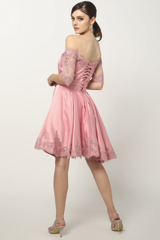 Cocktail Dresses Short Homecoming A Line Lace Applique Cocktail Dress Rose