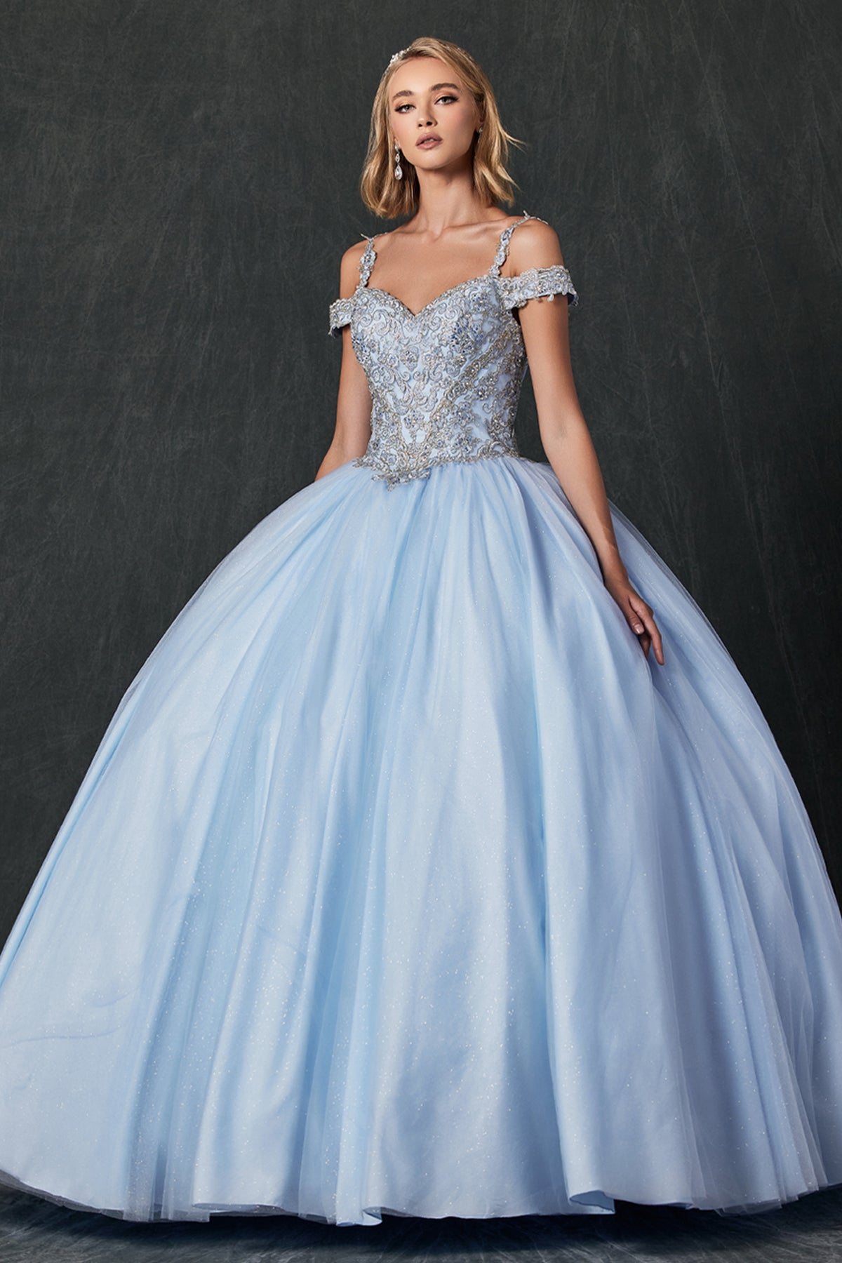 Quinceniera Dresses Long Ball Gown A Line Quinceniera Dress Juliet JT1430 Bahama Blue