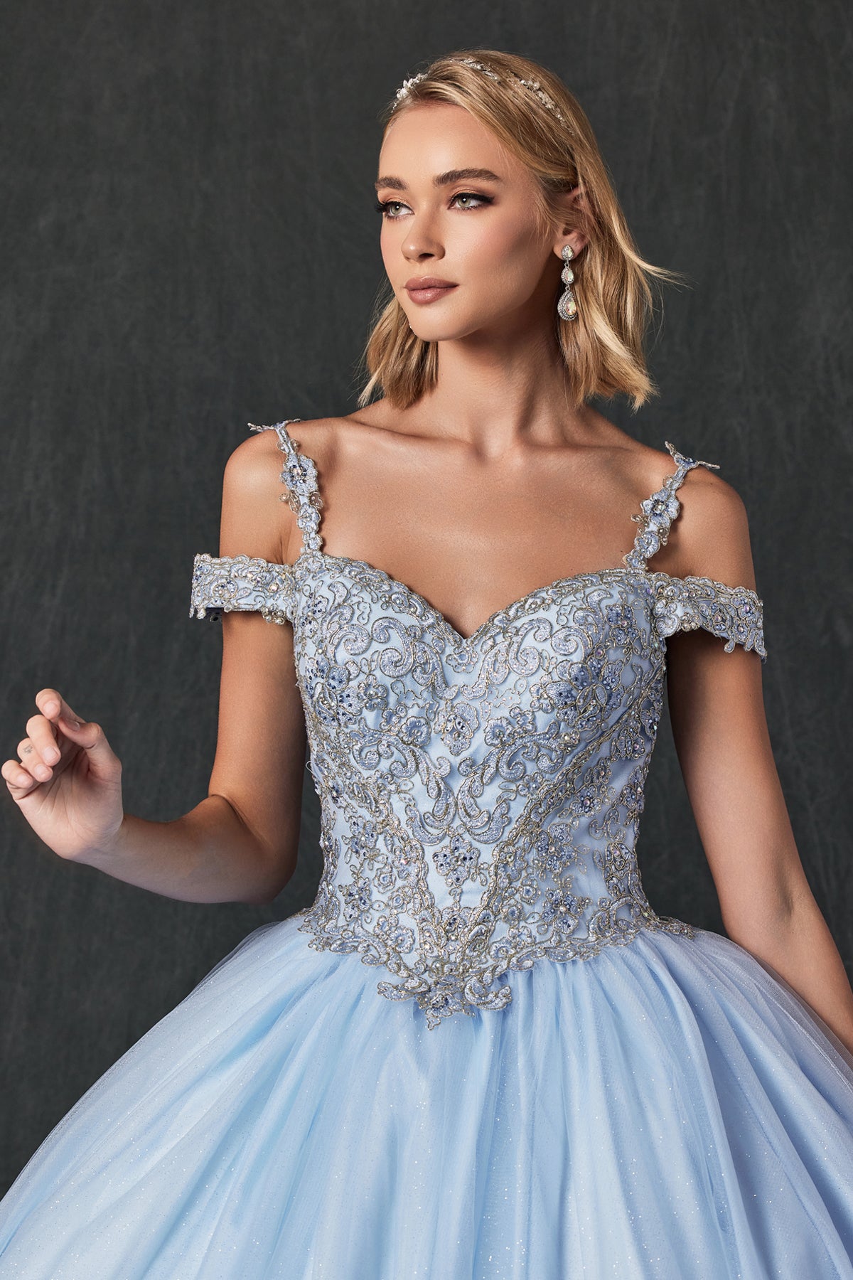 Quinceniera Dresses Long Ball Gown A Line Quinceniera Dress Juliet JT1430 Bahama Blue