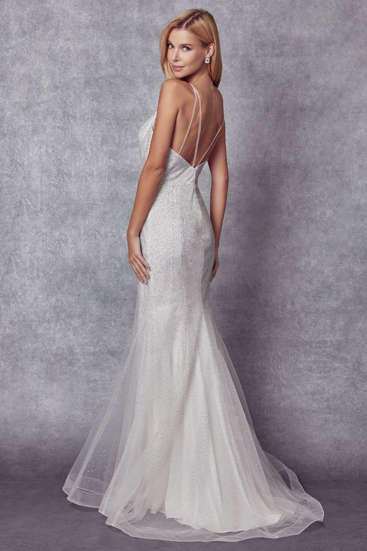 Wedding Dresses Fitted Long Wedding Glitter Dress White