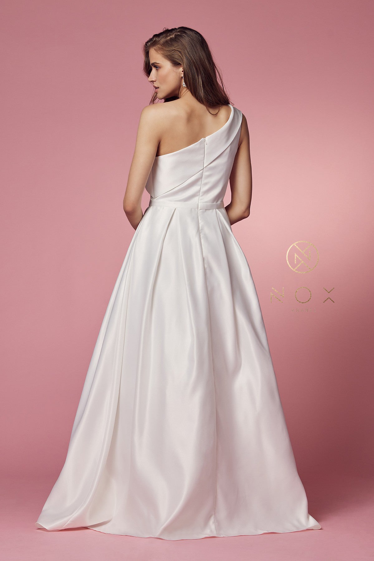 Nox Anabel E469 Simple Long Bridal A Line Wedding Dress in White