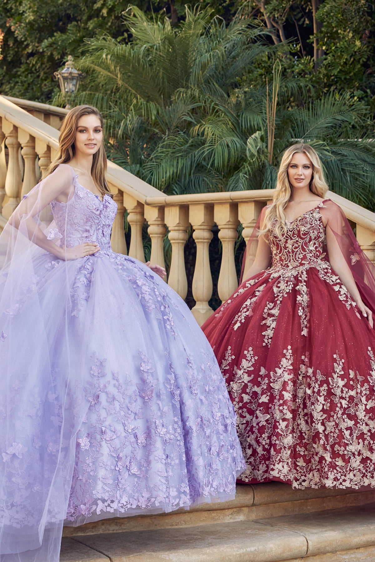 Quinceniera Dresses Long Ball Gown Lace Glitter Quinceniera Dress Juliet JT1442 Burgundy