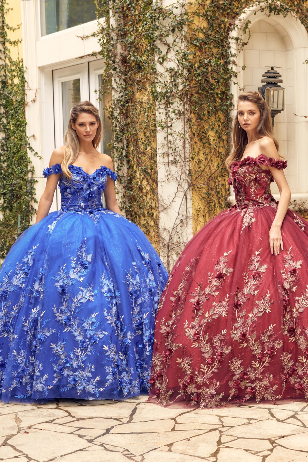 Quinceniera Dresses Long Ball Gown Floral Quinceniera Dress Juliet JT1447 Royal Blue
