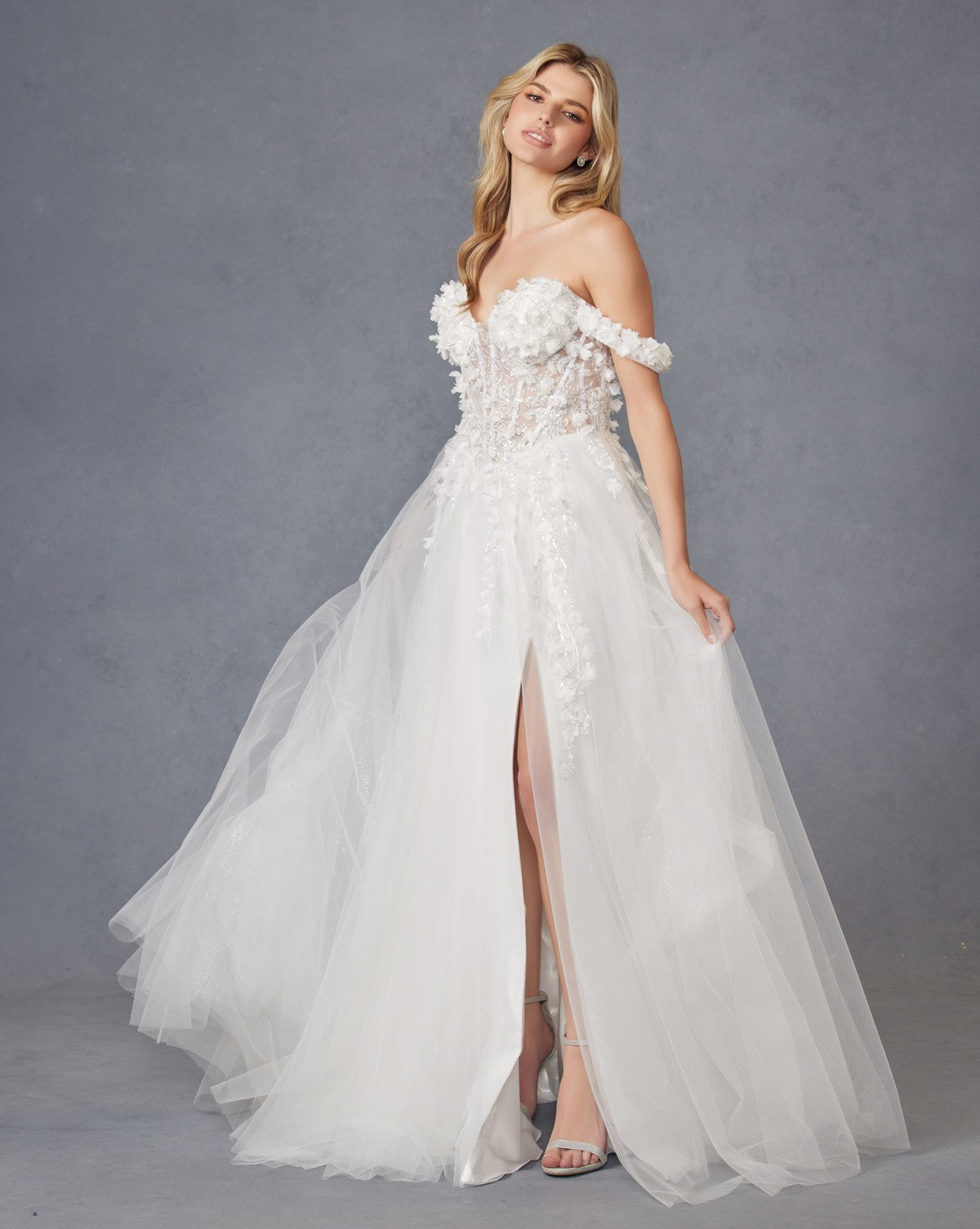 Wedding Dresses Long Floral Wedding Dress Off White