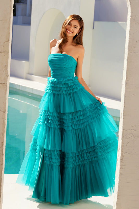 Prom Dresses Prom A Line Tiered Long Formal Dress Jade
