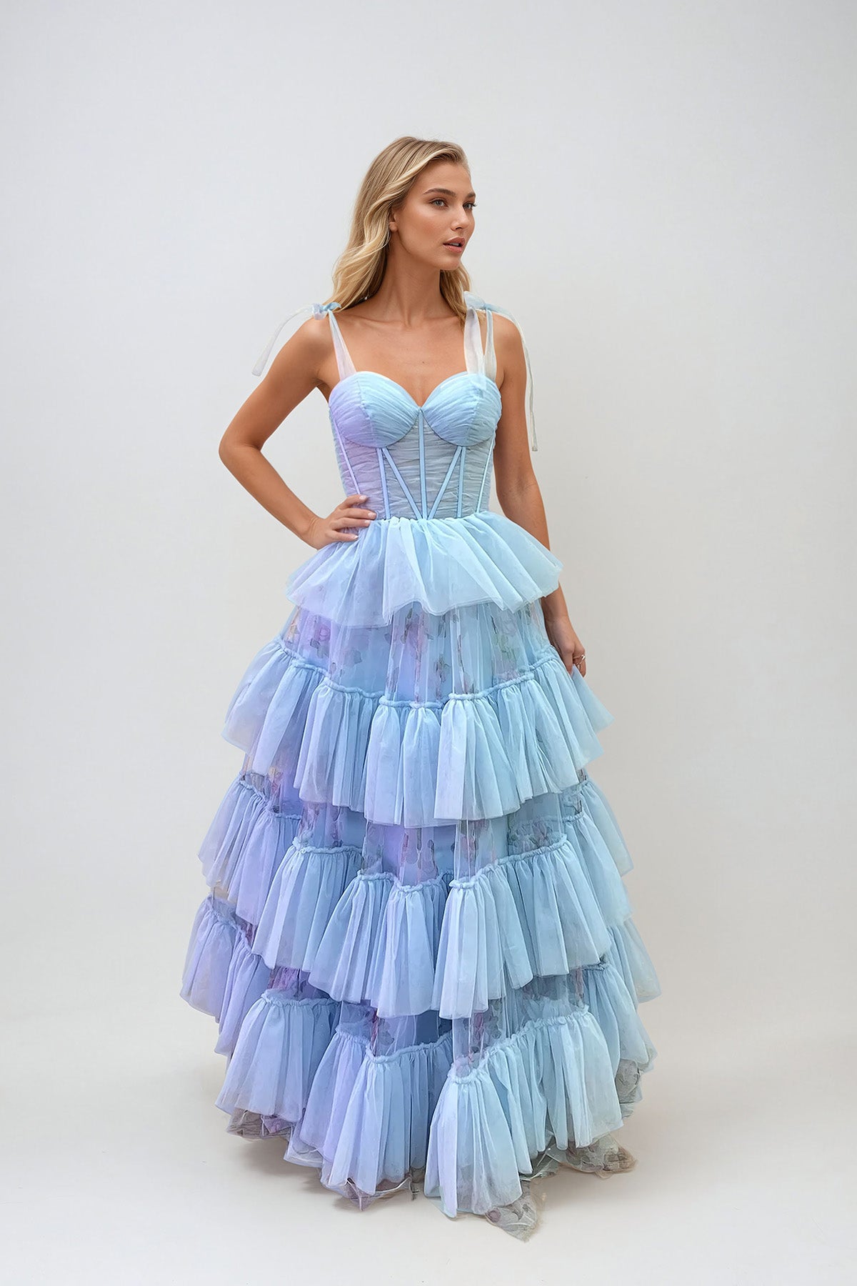 Prom Dresses Long Formal Layered Prom Dress Light Blue