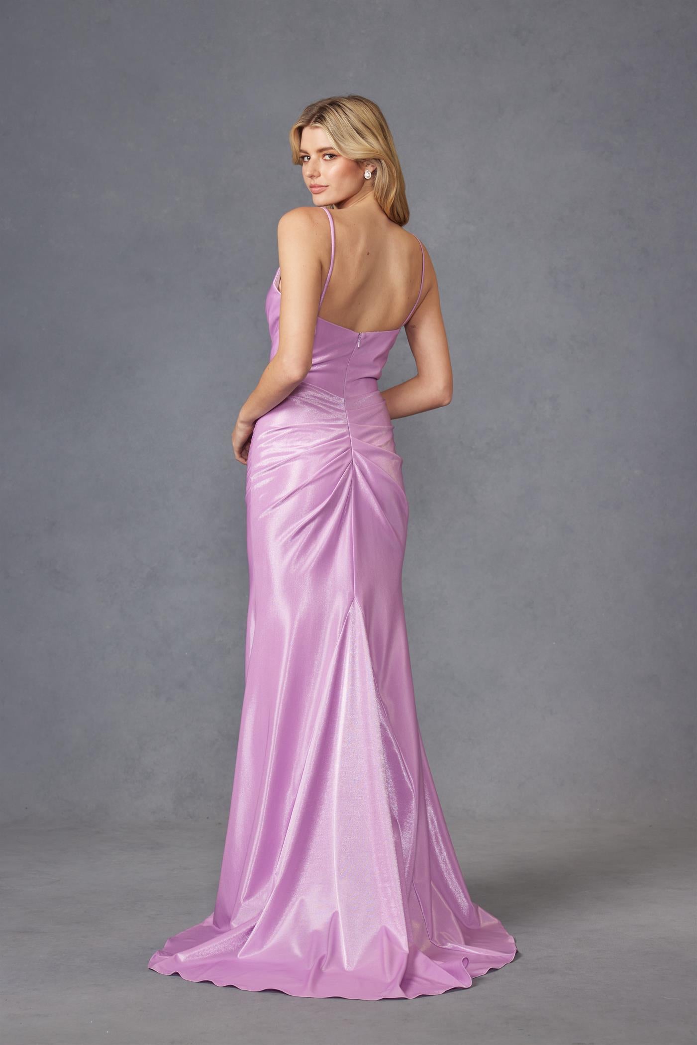 Prom Dresses Long Formal Fitted Slit Prom Dress Lilac