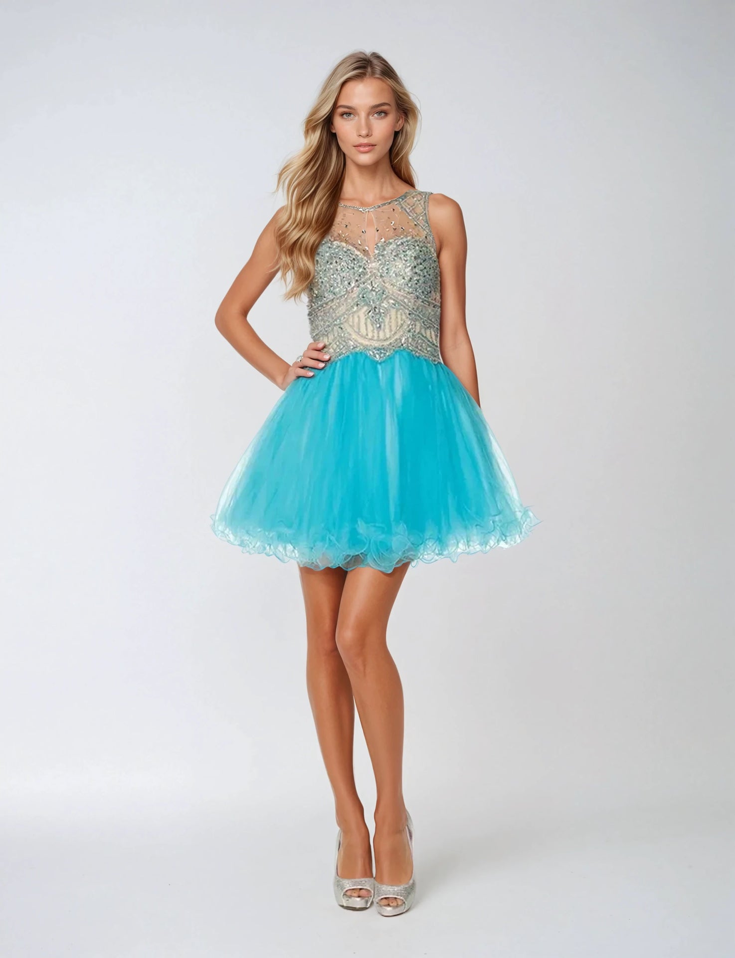 Cocktail Dresses Mini Sequin Short Cocktail Dress Turquoise