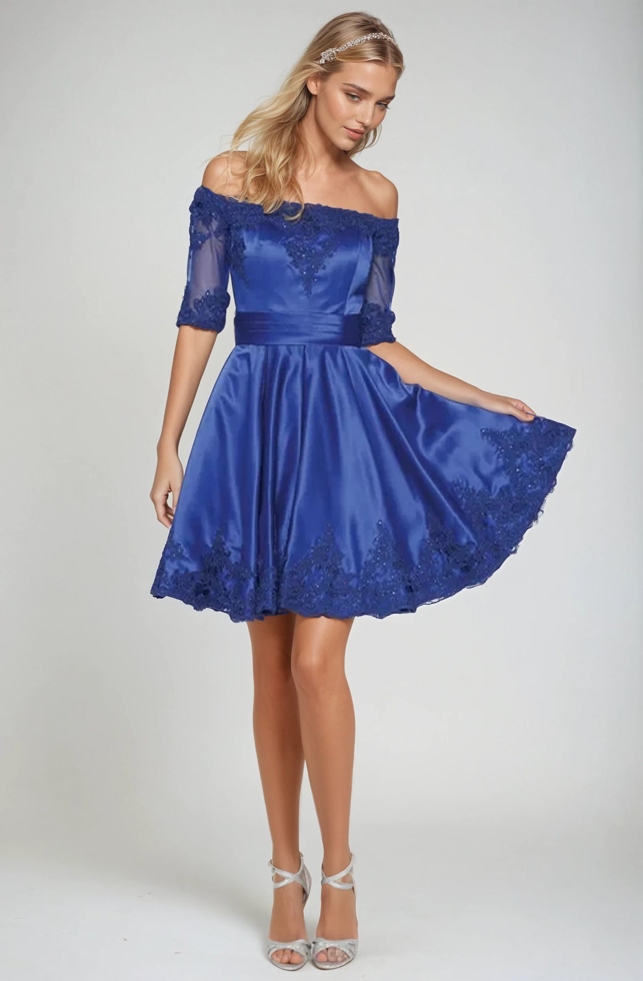 Cocktail Dresses Short Homecoming A Line Lace Applique Cocktail Dress Royal Blue