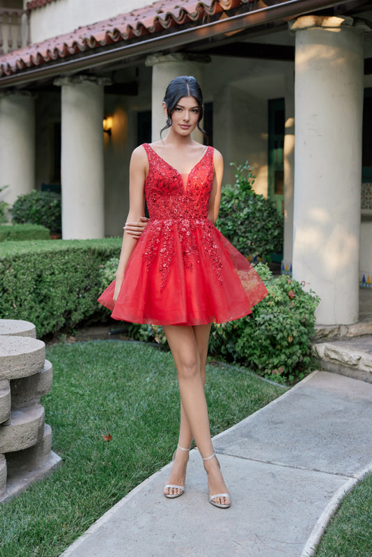 Cocktail Dresses Floral Lace Mini Homecoming A Line Cocktail Dress Red