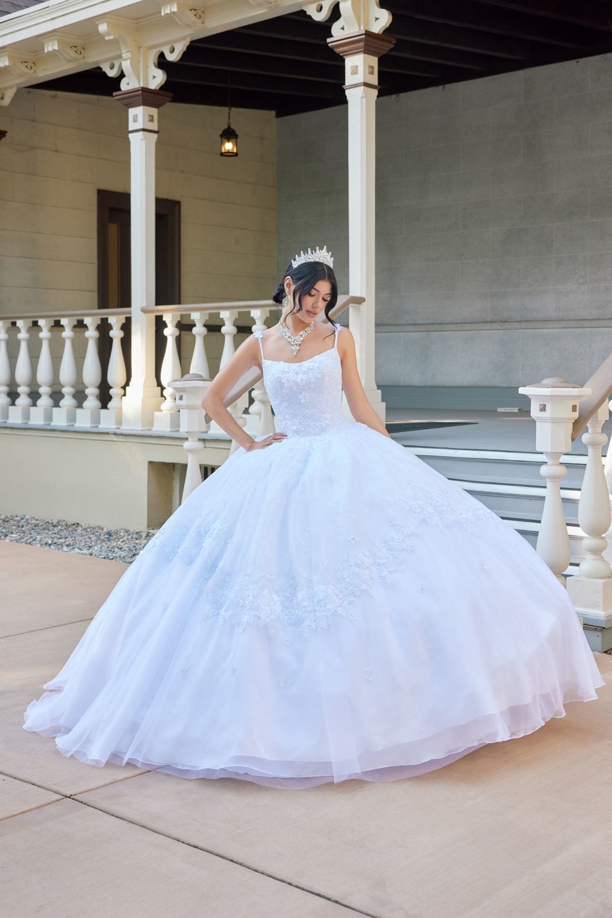 Wedding Dresses Long Corset 3D Floral Lace Wedding Dress Juliet JT1496HW White