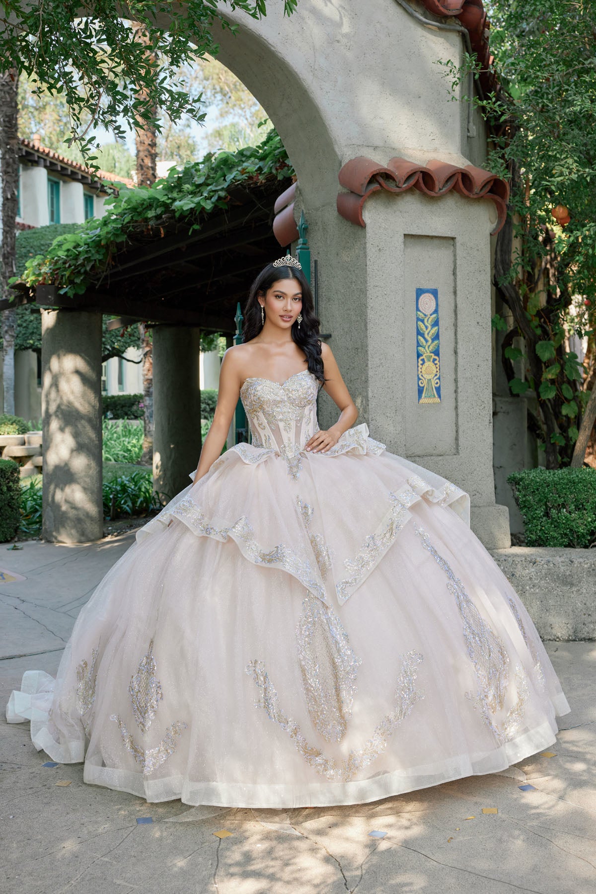 Quinceniera Dresses Long Ball Gown Quinceniera Dress Juliet JT1511H Champagne