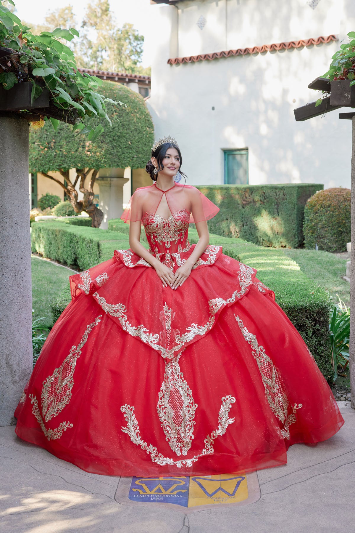Quinceniera Dresses Long Ball Gown Quinceniera Dress Juliet JT1511H Red/Gold