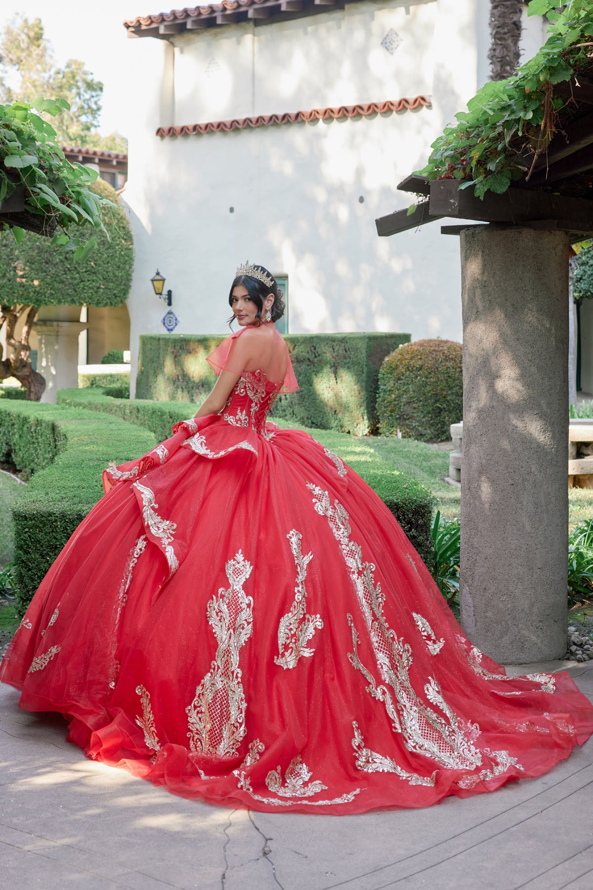 Quinceniera Dresses Long Ball Gown Quinceniera Dress Juliet JT1511H Red/Gold