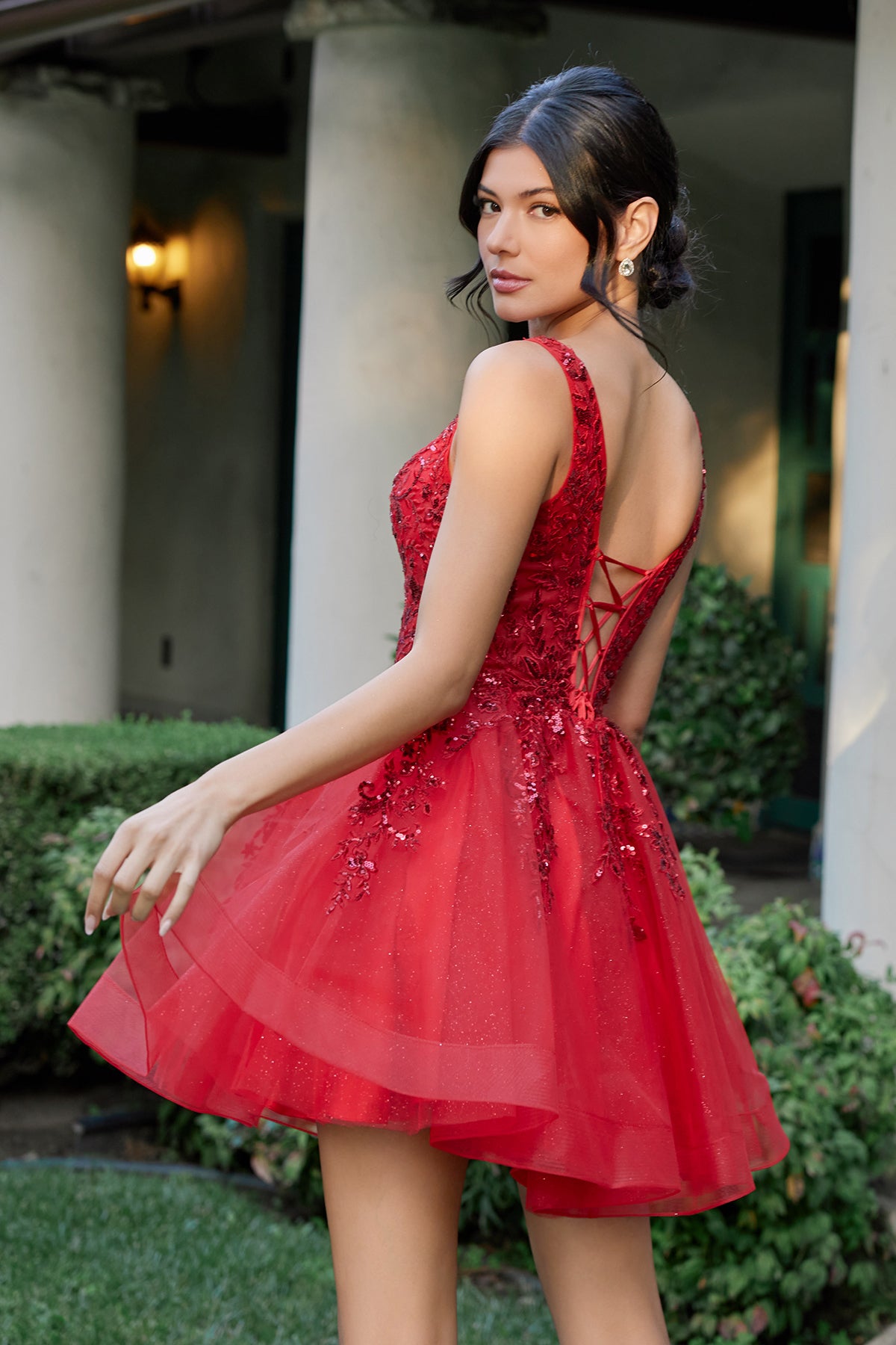 Cocktail Dresses Floral Lace Mini Homecoming A Line Cocktail Dress Red
