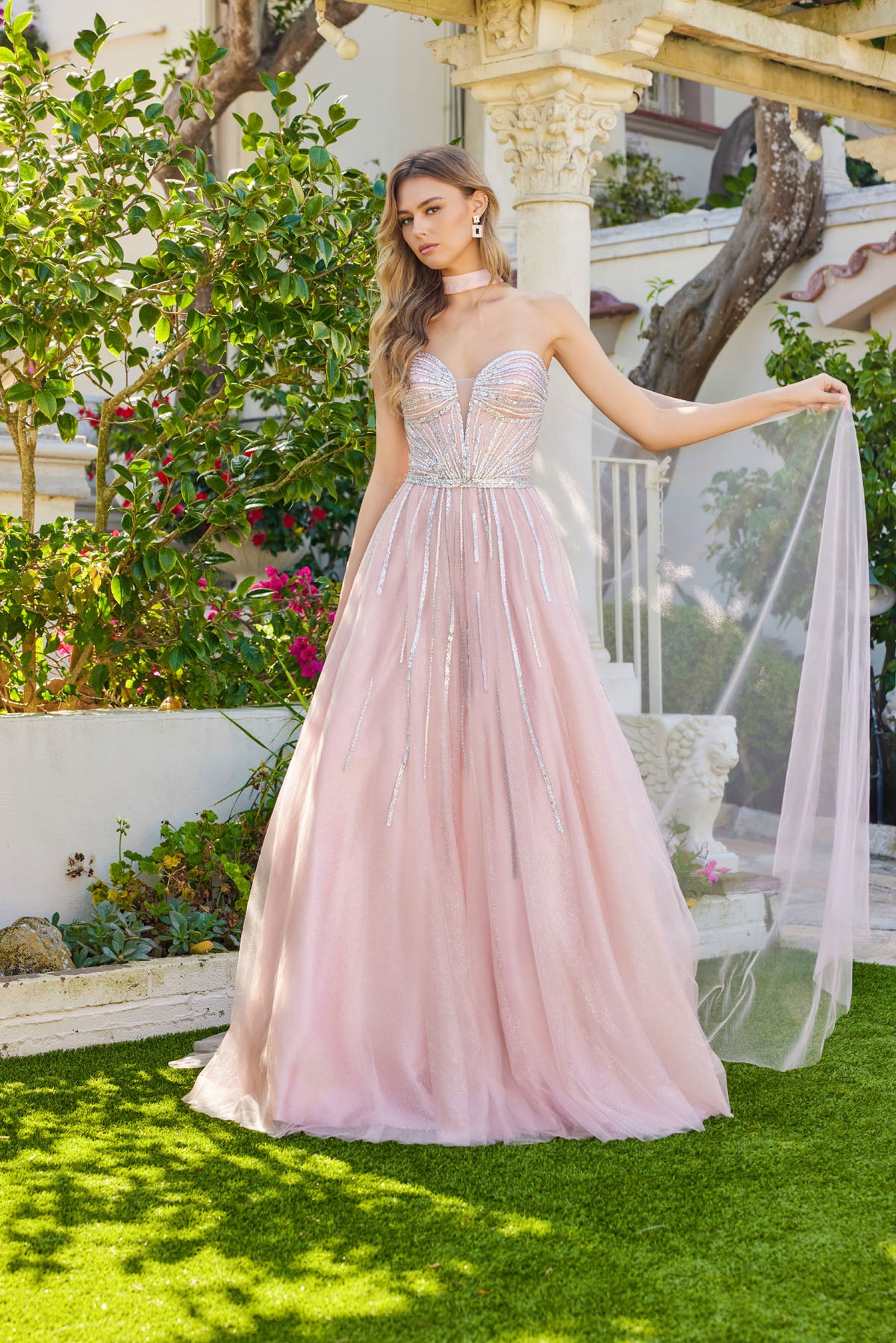 Prom Dresses Sequin Beaded Long Formal Ball Gown Corset Prom Dress Blush