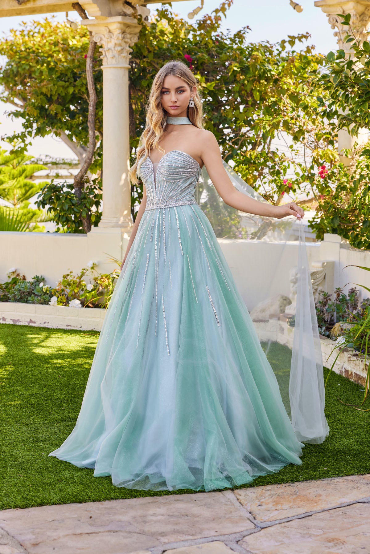 Prom Dresses Sequin Beaded Long Formal Ball Gown Corset Prom Dress Sage Green