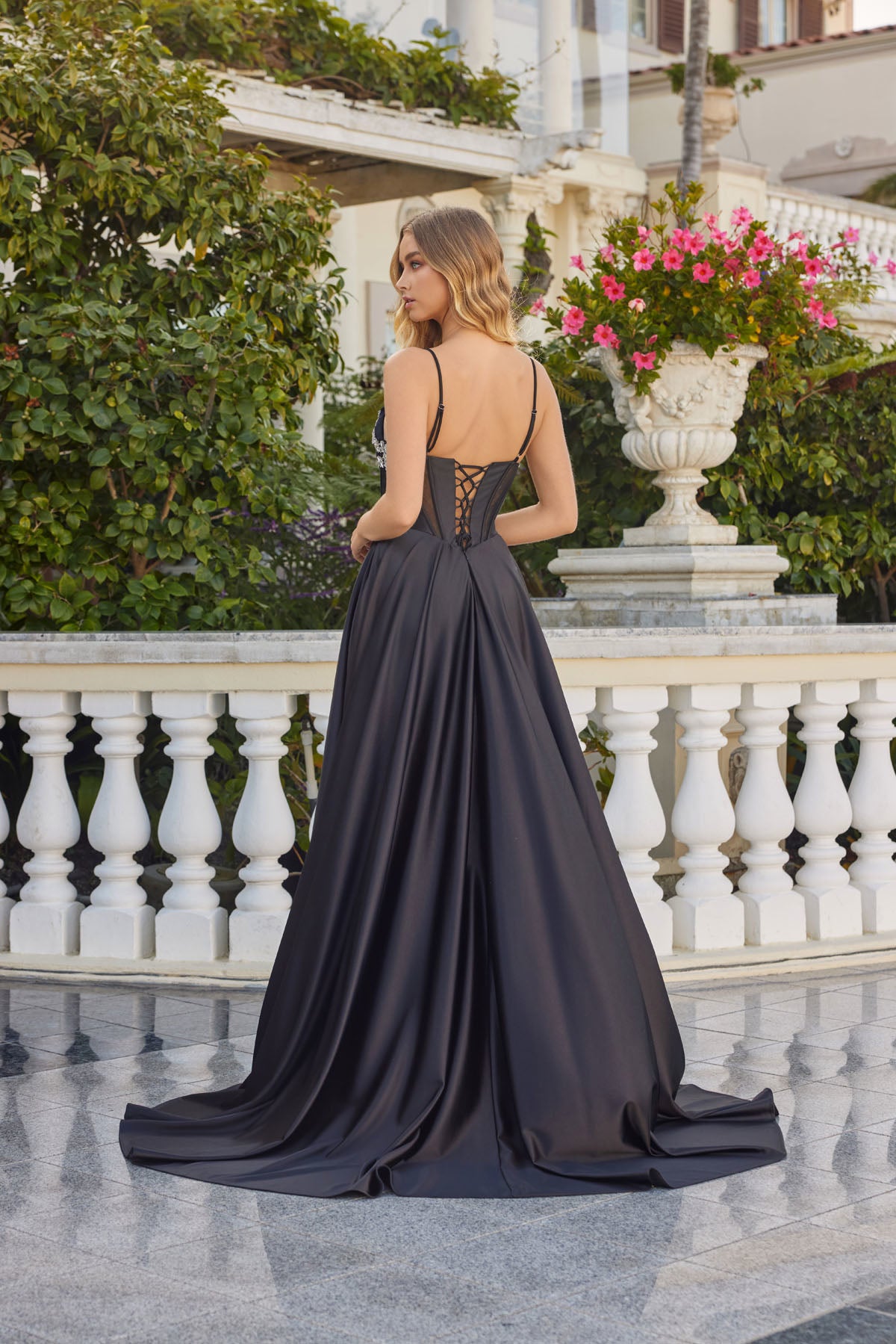 Prom Dresses Long Formal Corset Beaded Fitted A Line Prom Dress Black